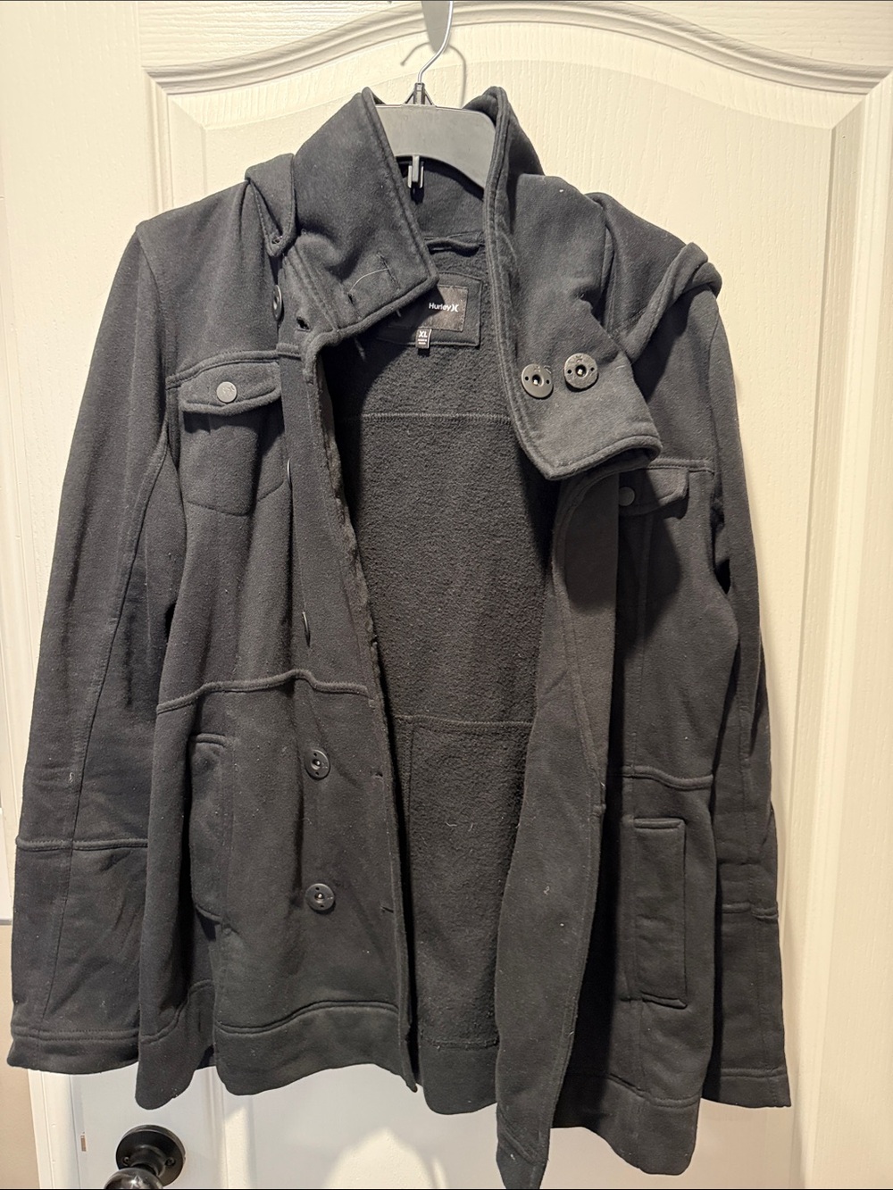 Hurley Black Hooded Women's Pea Coat